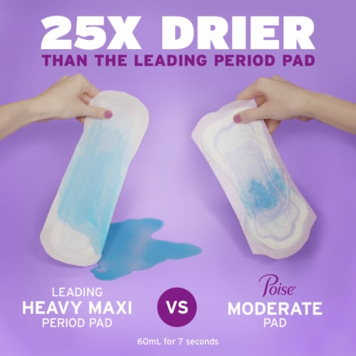 Poise Incontinence Pads for Women & Postpartum Incontinence Pads 4 Drop Moderate Regular Length Pads Perspective: right