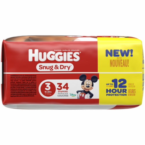 Huggies Snug & Dry Baby Diapers, Size 3 (16-28 lbs) Perspective: right