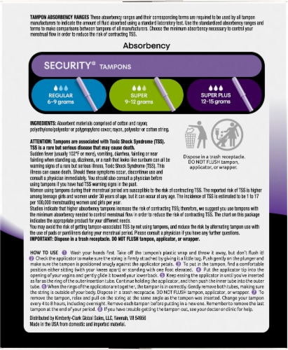 U by Kotex® Security® Regular & Super Unscented Tampons Perspective: right