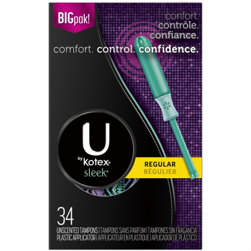 U by Kotex Regular Absorbency Unscented Sleek Tampons 34 ct Pay