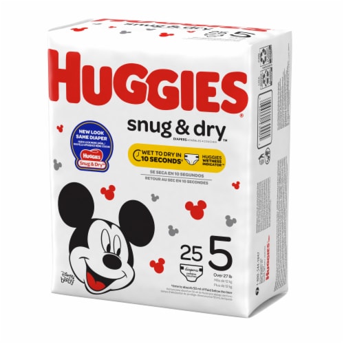 Huggies Snug & Dry Baby Diapers, Size 5 (27+ lbs) Perspective: right