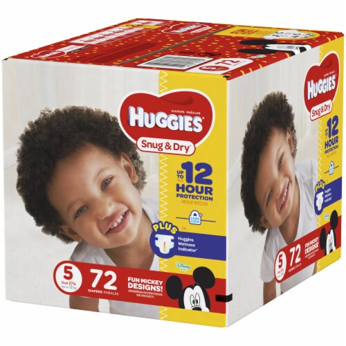 Huggies Snug & Dry Baby Diapers, Size 5 (27+ lbs) Perspective: right