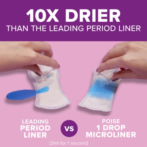 Poise Daily Microliners Incontinence Panty Liners 1 Drop Lightest Long Pantiliners Perspective: right
