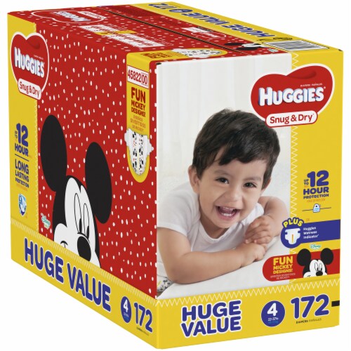 Huggies Snug & Dry Diapers Size 4 (fits 22-37 lb) Huge Pack Perspective: right