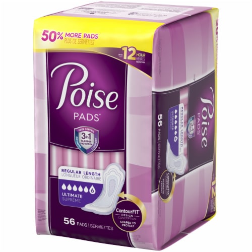 Poise Regular Length Ultimate Absorbency Pads Perspective: right