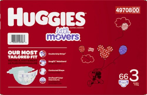Huggies Little Movers Baby Diapers, Size 3 (16-28 lbs) Perspective: right