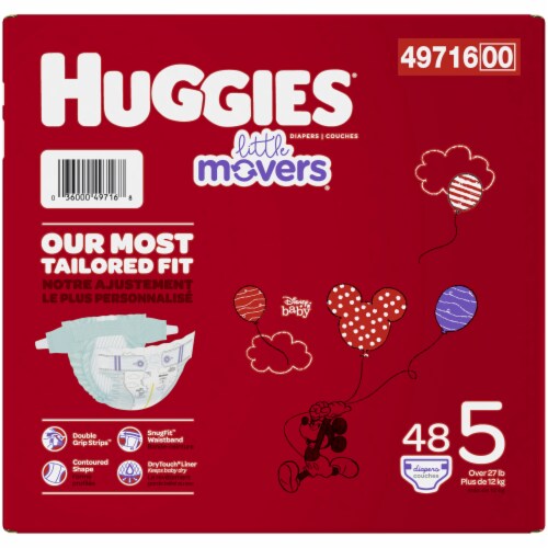 Huggies Little Movers Baby Diapers, Size 5 (27+ lbs) Perspective: right