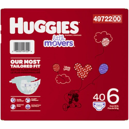 Huggies Little Movers Baby Diapers, Size 6 (35+ lbs) Perspective: right