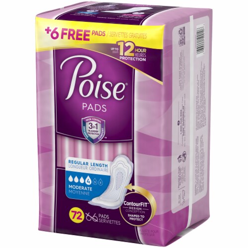 Poise Moderate Absorbency Regular Length Incontinence Pads Perspective: right