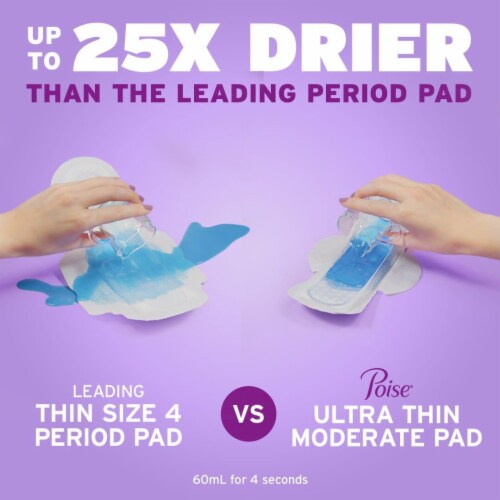 Poise Ultra Thin Incontinence Pads 4 Drop Moderate Absorbency Regular Pads Perspective: right