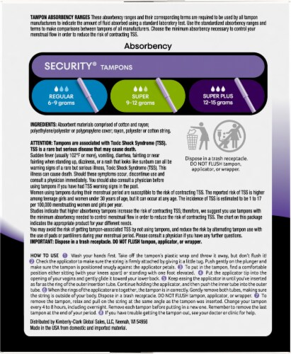U by Kotex Security Regular and Super Tampon Multi-Pack Perspective: right