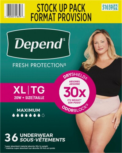 Depend® Incontinence Underwear for Women Max Absorbency Extra Large Blush Perspective: right