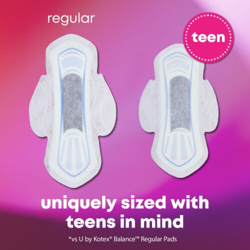 U by Kotex Balance Sized for Teens Extra Absorbency Ultra Thin Pads with Wings Perspective: right