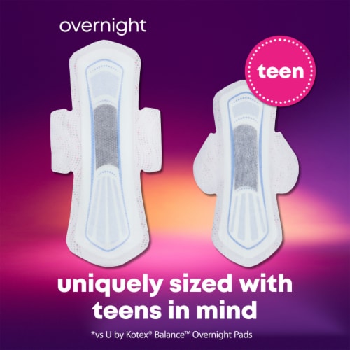 U by Kotex Balance Sized for Teens Ultra Thin Overnight Pads with Wings Perspective: right