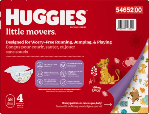 Huggies Little Movers Baby Diapers, Size 4 (22-37 lbs) Perspective: right