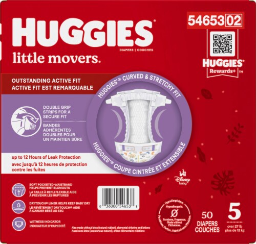 Huggies Little Movers Baby Diapers, Size 5 (27+ lbs), 50 count - Harris  Teeter