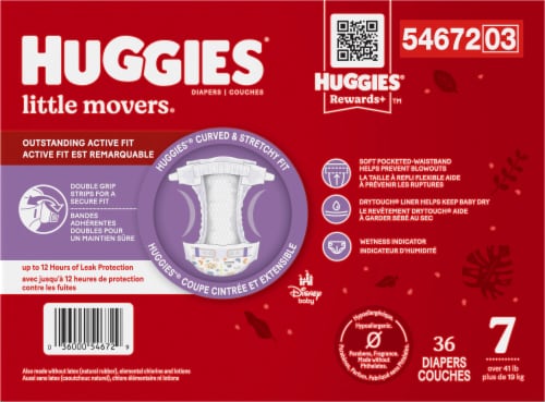 Huggies® Little Movers Baby Diapers, Size 7 (41+ lbs) Perspective: right
