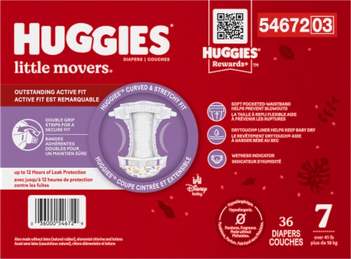 Huggies® Little Movers Baby Diapers, Size 7 (41+ lbs) Perspective: right
