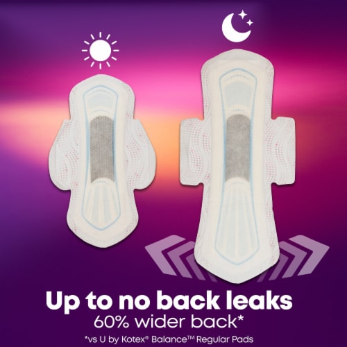 U by Kotex Balance Ultra Thin Overnight Pads with Wings Extra Heavy Absorbency Perspective: right
