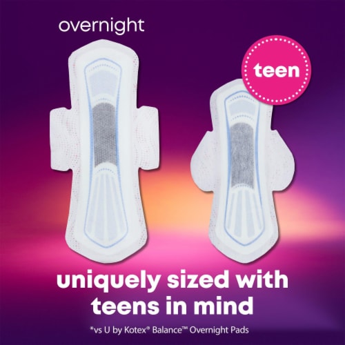 U by Kotex Balance Ultra Thin Overnight Pads with Wings Overnight Absorbency Perspective: right