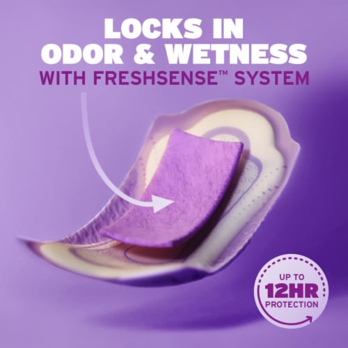 Poise Incontinence Pads & Postpartum 8 Drop Overnight Extra-Coverage Length Pads Perspective: right