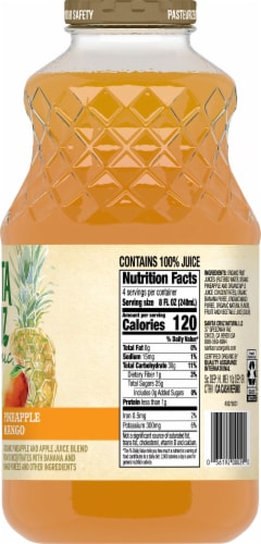 Santa Cruz Organic® Pineapple Mango Juice Bottle Perspective: right
