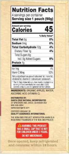 Santa Cruz Organic® Apple Sauce Pouches Perspective: right