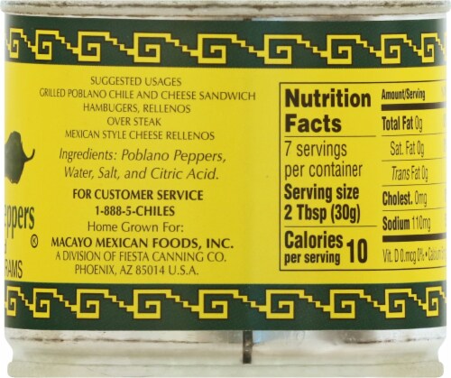Macayo® Diced Green Poblano Peppers Perspective: right