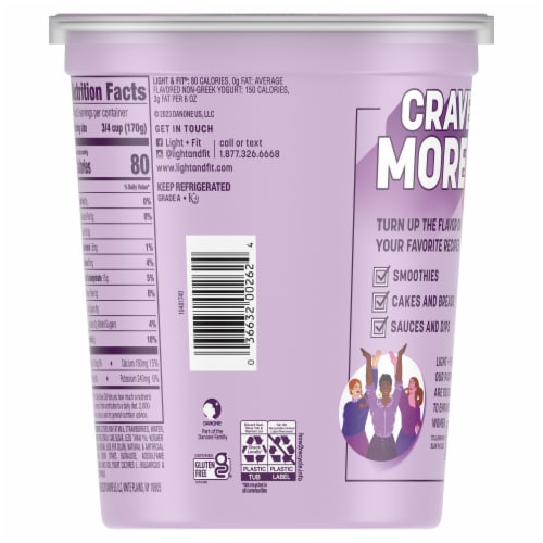 Light + Fit Nonfat Gluten-Free Strawberry Yogurt Tub Perspective: right