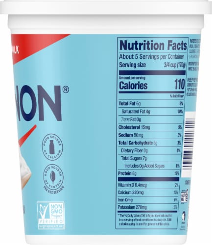 Dannon® Plain Whole Milk Yogurt Tub Perspective: right