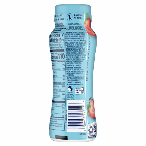 Dannon Nonfat Yogurt Strawberry Smoothie Bottle Perspective: right