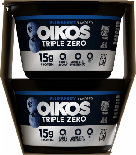 Oikos® Triple Zero Nonfat Blueberry Greek Yogurt Perspective: right
