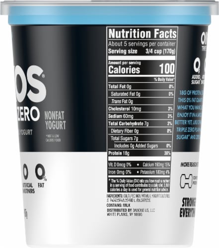 Oikos® Triple Zero Plain Blended Greek Nonfat Yogurt Tub Perspective: right