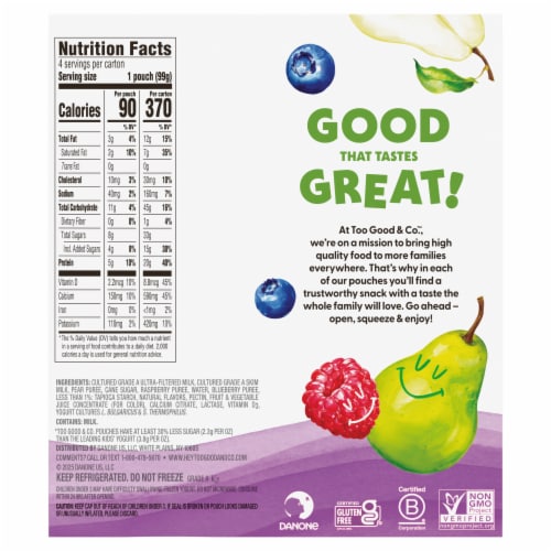 Too Good & Co. Kids Pear Berry Yogurt Pouch Perspective: right