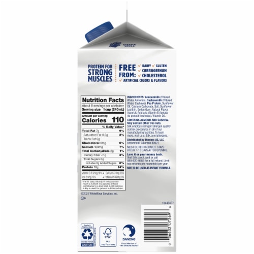Silk Protein Almond & Cashew Unsweetened Vanilla Milk Perspective: right