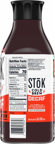 Stok® Cold Brew Not Too Sweet Decaf Coffee Beverage Perspective: right