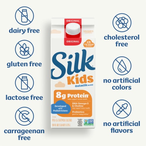 Silk Kids Oat Milk Blend, Original, Refrigerated, Dairy Free, Gluten Free, Vegan Perspective: right