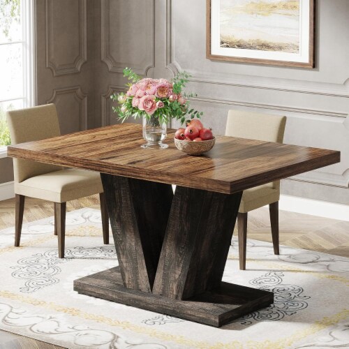 Tribesigns 47 Dining Table Wooden Kitchen Dinner Table with Heavy Duty Pedestal No Size Mariano s