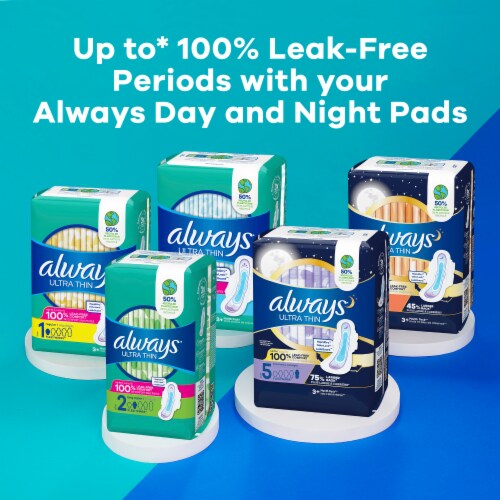 Always Ultra Thin Pads with Wings Long Super Absorbency Size 2 Fresh Scent Perspective: right