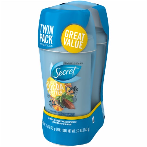 Secret Classic Cocoa Butter Scent Invisible Solid Antiperspirant / Deodorant Sticks Perspective: right