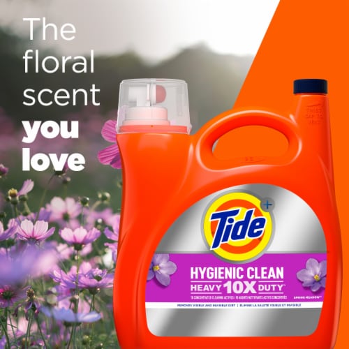 Tide HE Hygienic Clean Heavy Duty Spring Meadow Liquid Laundry Detergent Perspective: right