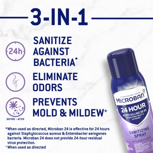 Microban 24 Hour Lavender Scent Disinfectant Sanitizing Spray Perspective: right