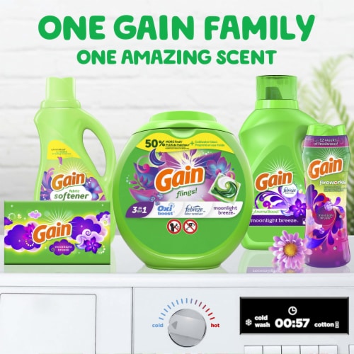Gain Flings Moonlight Breeze Liquid Laundry Detergent Soap Pacs Perspective: right