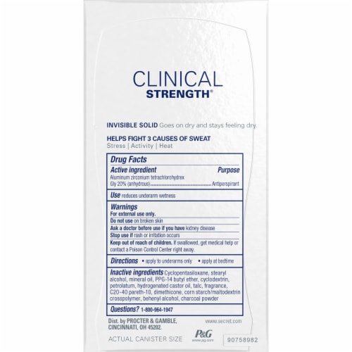 Secret® Clinical Strength® Odor Shield with Charcoal Invisible Solid Antiperspirant Deodorant Stick Perspective: right