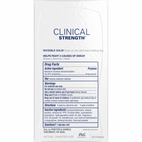 Secret® Clinical Strength® Odor Shield with Charcoal Invisible Solid Antiperspirant Deodorant Stick Perspective: right