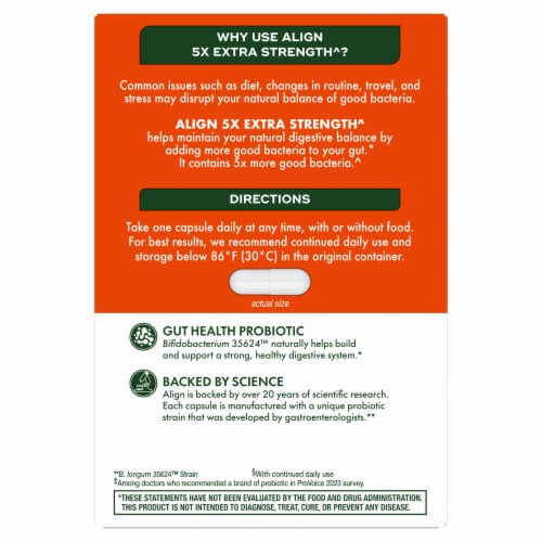 Align Extra Strength Probiotic Capsules Perspective: right