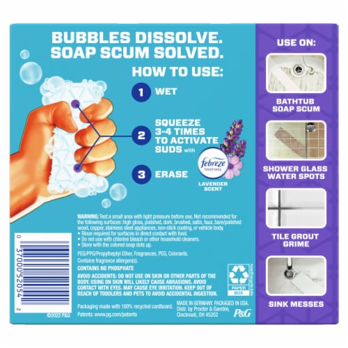 Mr. Clean Febreze Lavender Scent Magic Eraser Bath Cleaning Pads with Durafoam Perspective: right