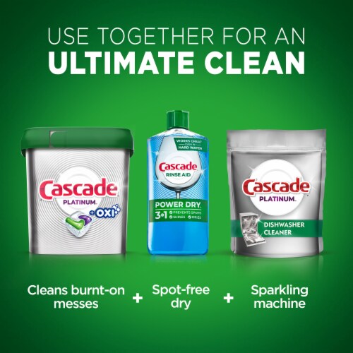 Cascade Platinum ActionPacs + Dishwasher Cleaner Fresh Scent Dishwasher Detergent Pods Perspective: right
