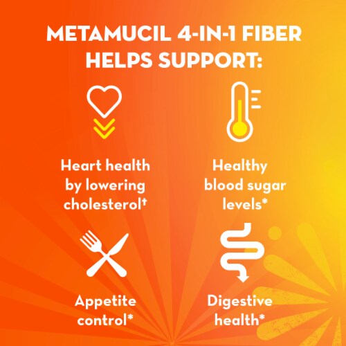 Metamucil Fiber Orange Smooth Flavored Drink Supplement Powder Perspective: right