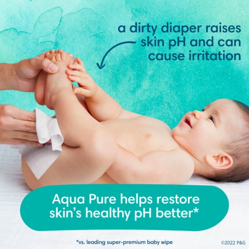 Pampers Aqua Pop-Top Pure Sensitive Baby Wipes Perspective: right